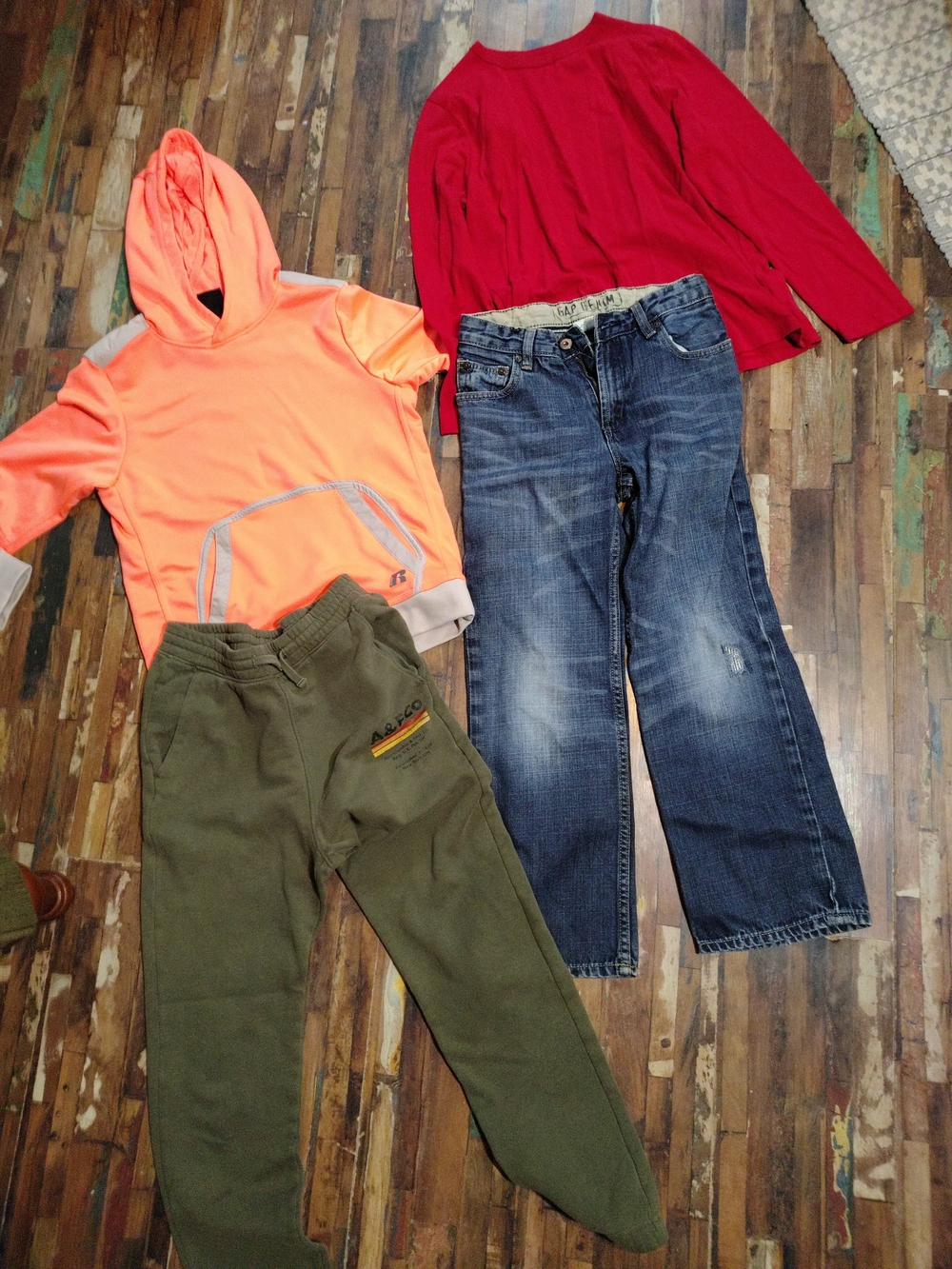 Boys Size 10–12 4-Piece Clothing Lot – Abercrombie Kids, GAP Denim, Russell